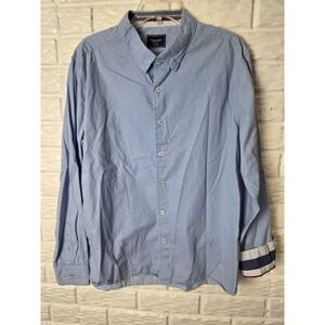 7Diamonds long sleeved shirt Men's size XL Button up Flip Cuff Contrast Blue